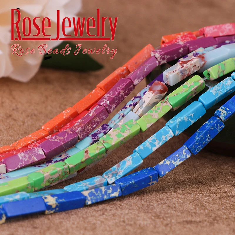 

4x13mm Rectangle Natural Stones Beads Rose fashion Jewelry DIY Men and women bracelet necklace ear stud accessories for making