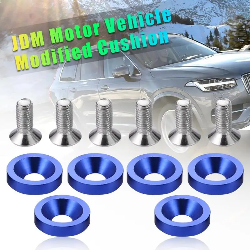 6x JDM автомобиль модифицированные шестигранные крепежные детали молоток для правки крыльев двигателя вогнутые винты номерные знаки шайбы алюминиевые болты M8 Прямая