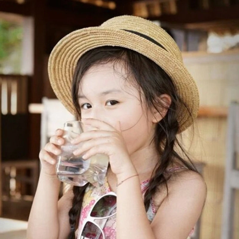 Милые дети девочки соломенная шляпа с бантом детские шляпы от солнца большими