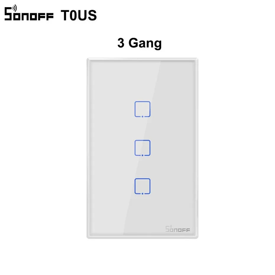 T0 US 3Gang Sonoff WiFi Smart Switch T0 US EU 1 2 3 банда настенная сенсорная панель беспроводной пульт дистанционного управления умный дом контроллер Alexa Google Home - Комплект: T0 US 3Gang