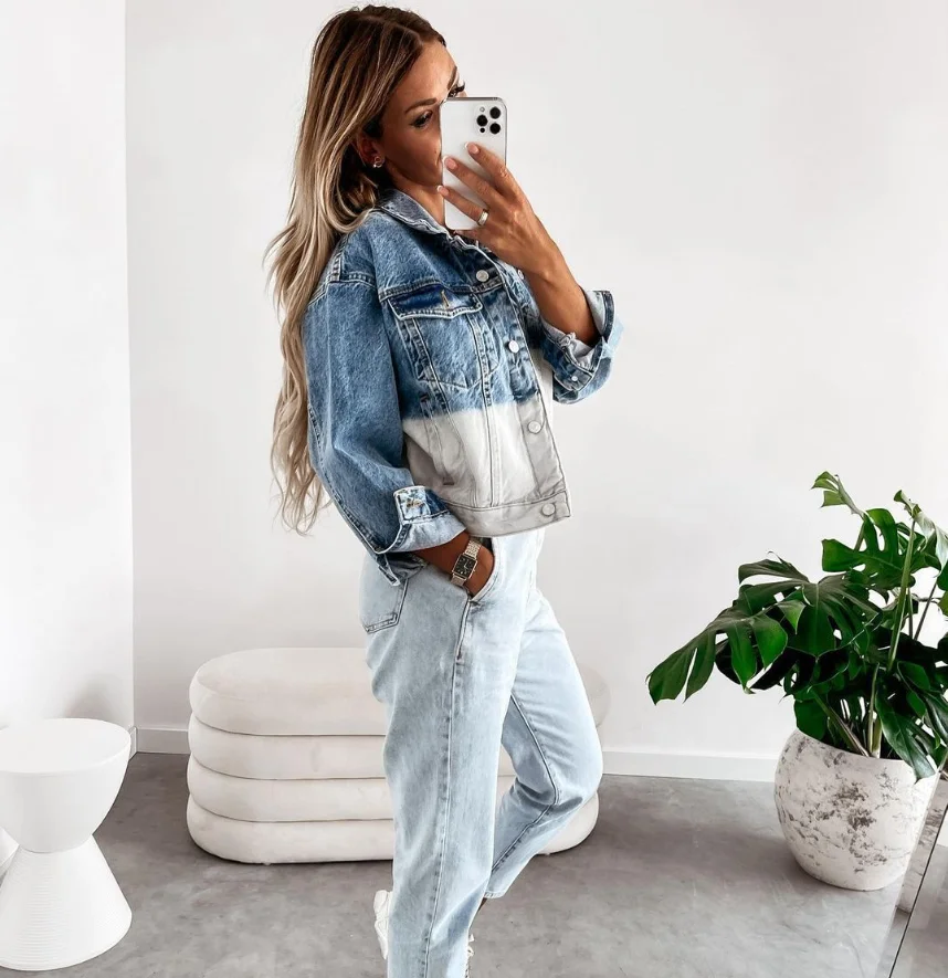 Уличная мода для девочек удобная теплая Повседневная джинсовая куртка большого