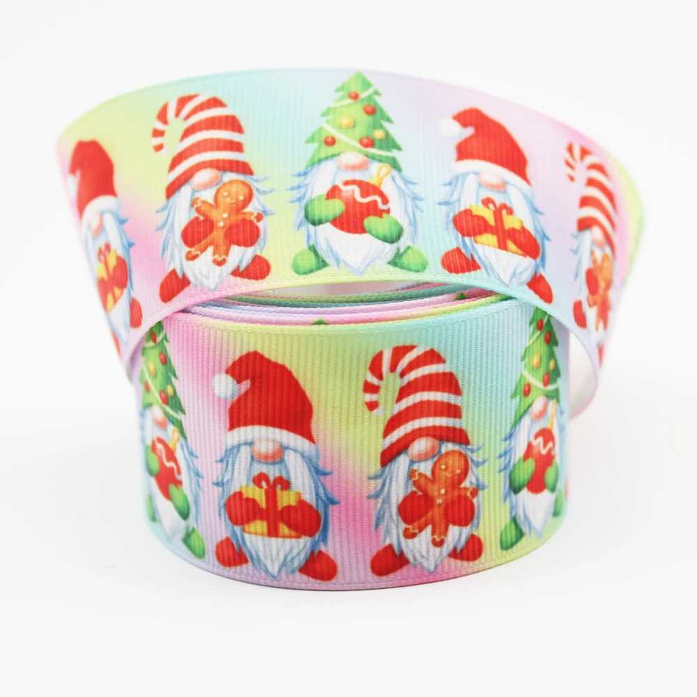 

16-75 MM Christmas Gnome Old People Printed Grosgrain Ribbon DIY Handmade Materials Hair Accessories Wedding Gift Wrap Tape