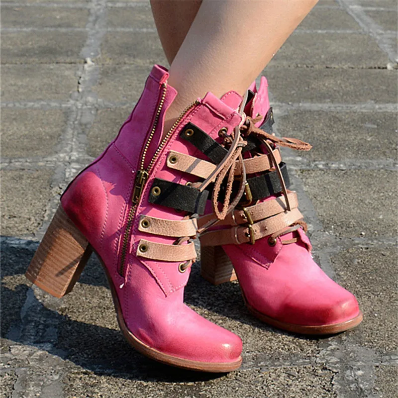 Jady/розовые женские ботильоны из натуральной кожи в стиле панк с розой Осенняя