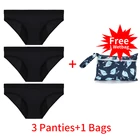 Женские непротекающие менструальные трусики из бамбукового волокна, четырехслойные трусики с большой поглощающей способностью, с влажной сумкой