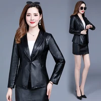 ladies spring new pu leather jacket short small coat fashion mother autumn suit young and middle aged women tops locomotive
