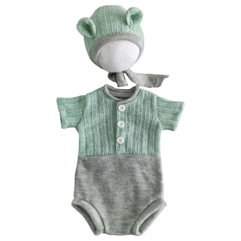 

2Pcs Baby Hat Romper Jumpsuit Set Newborn Photography Photo Props Costume Outfit