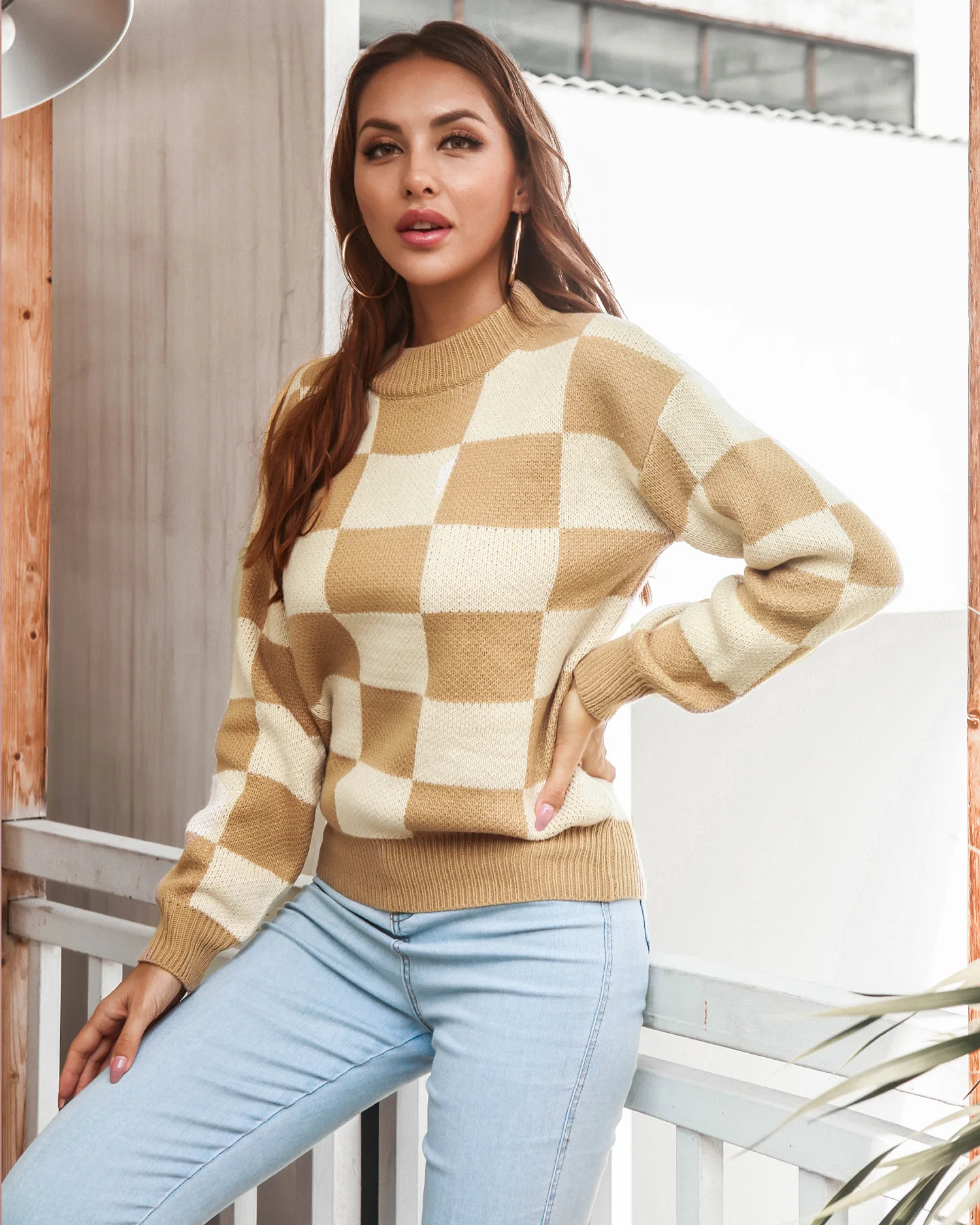 

Autumn and winter new women's clothing colors are optional, geometric knitted sweaters, women's clothing sweaters