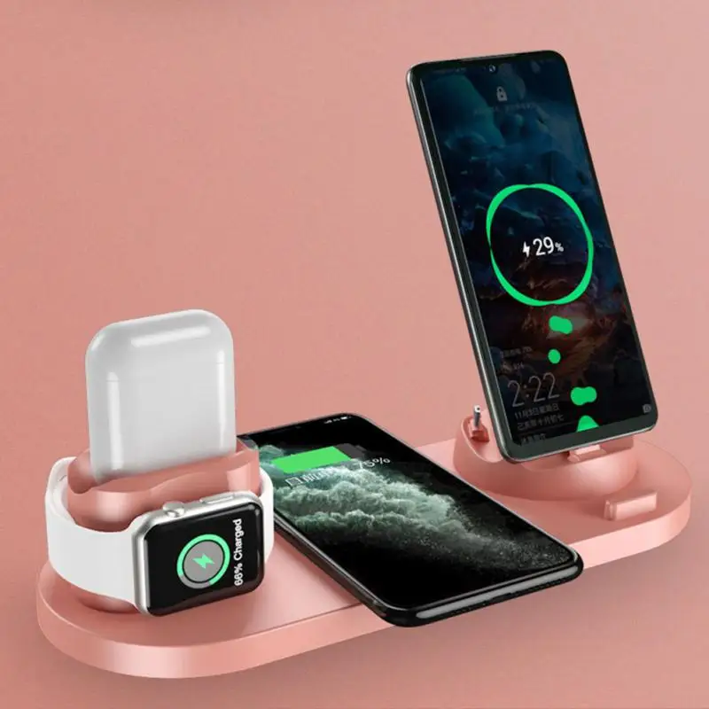Беспроводное зарядное устройство 6 в 1 подставка для быстрой зарядки IPhone 13 Xiaomi