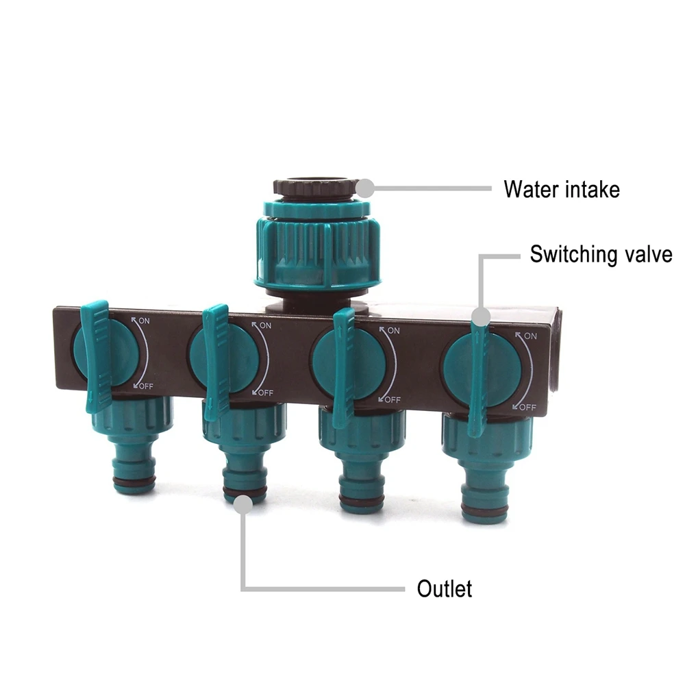 

Garden Watering Lawn Maintenance Faucet One Into Four Out Valve Diverter 4-Way Garden Hose Divider Connector