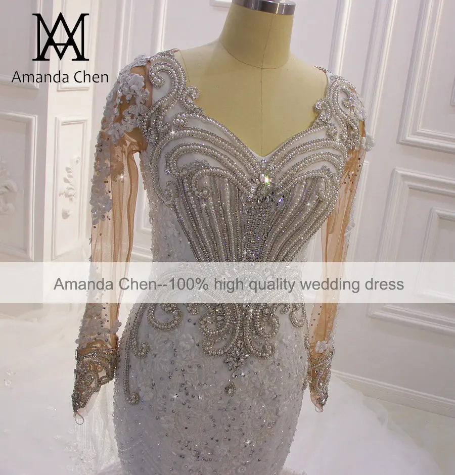 Свадебное Платье Amanda Design модное кружевное платье с длинным рукавом и v образным