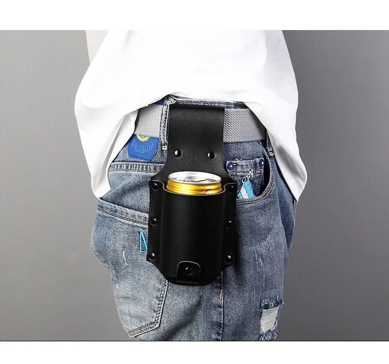 

Tactical Leather Water Bottle Holder Molle Belt Pouch Outdoor Sports Climbing Hunting Beer Wine Bottles Beverage Can Holster Bag