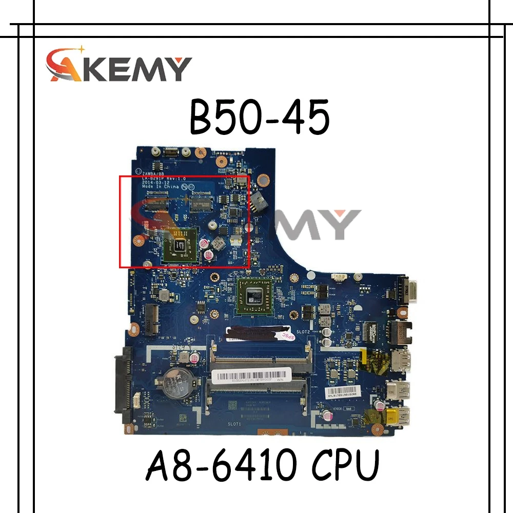 

Бесплатная доставка, новая материнская плата для ноутбука ZAWBB LA-B291P, материнская плата для Lenovo B50-45 с процессором A8-6410, для видеокарты AMD, тест ...