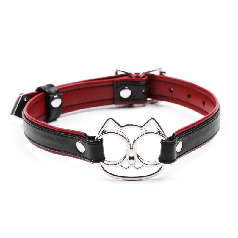 

Simulated punk leather cat face collar neck band female simple short Pu Necklace adult toy jewelry leather neck cover