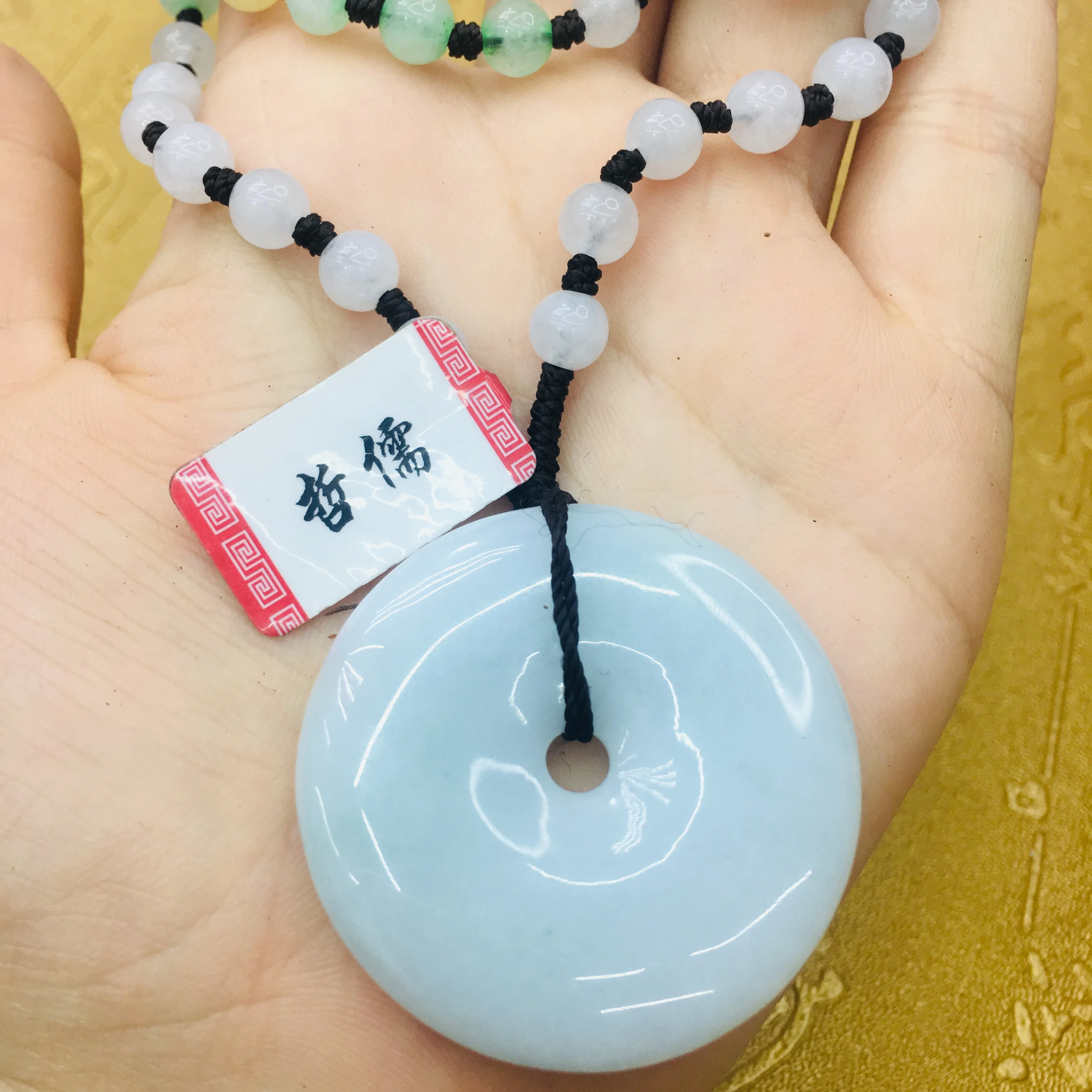 

Подвеска-пончик из натуральных камней, трехцветное ожерелье с бусинами, цепочка-подвеска для мужчин и женщин