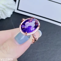 kjjeaxcmy boutique jewelry 925 sterling silver inlaid amethyst gemstone beautiful ring luxurious fine support detection