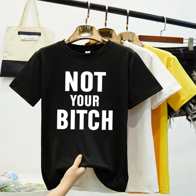 Футболка женская с круглым вырезом забавная тенниска надписью Not Your Bitch