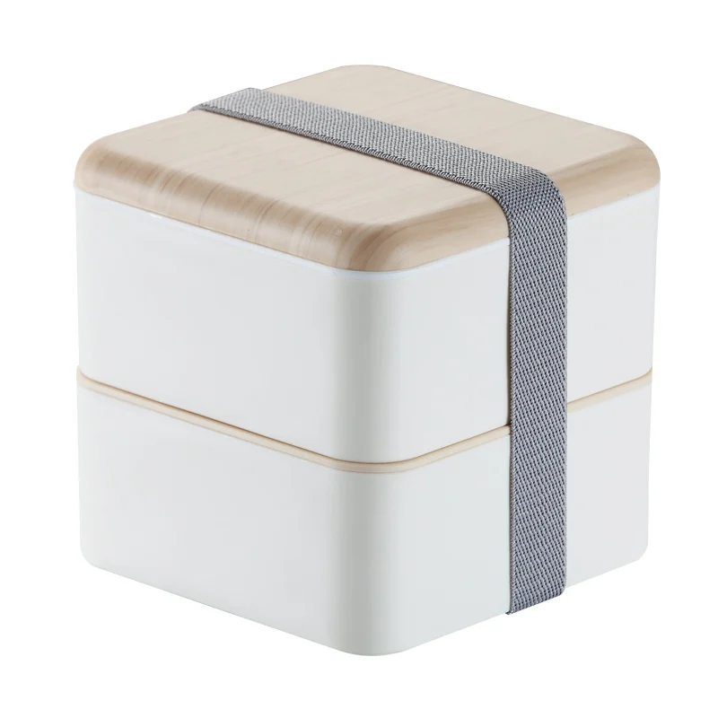 Square White Новая двухслойная Студенческая коробка для завтрака пластиковая коробка для бенто портативный герметичный контейнер для хранения еды контейнер - Color: Square White