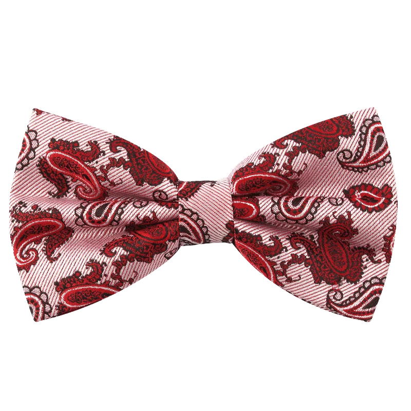

2019 New Fashion Men's Bow Ties for Wedding Double Fabric Red Dark Red Paisley Bowtie Club Banquet Butterfly Tie with Gift Box