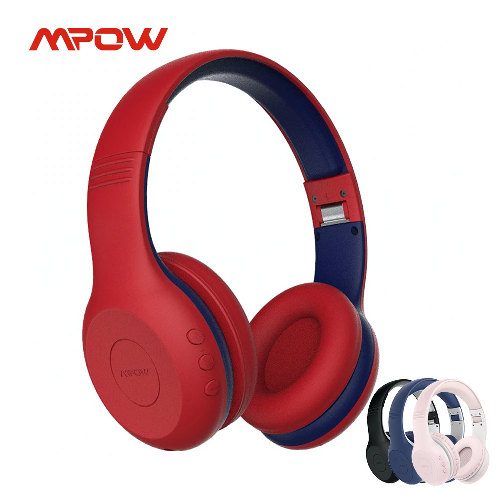 Mpow CH6 Plus Bluetooth Kids Headphones V5.0 Wireless Headset 95dB Limited With Mic 15h Playtime For Online Study PC Pad Phones