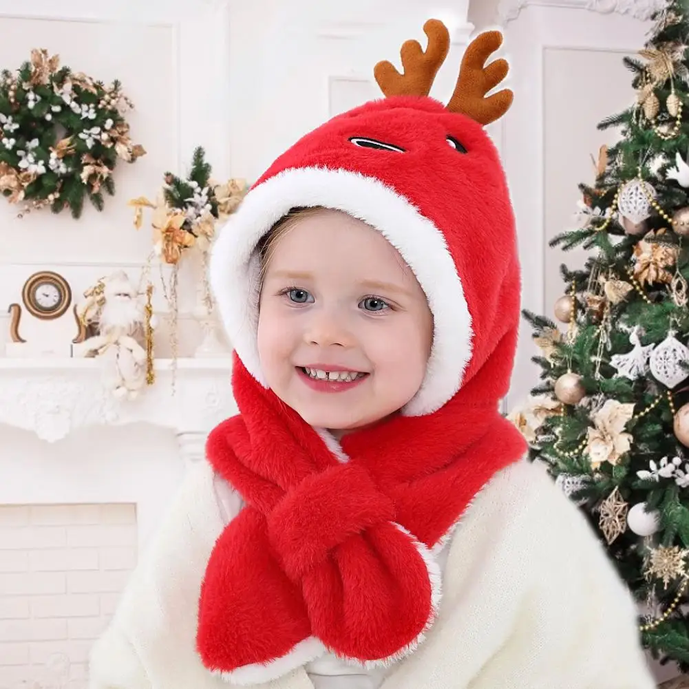 

Baby Hat Christmas Kids Scarf Beanie Hats With Neck For Girls Warmer Cute Animal Warm Caps Children's Winter Hat