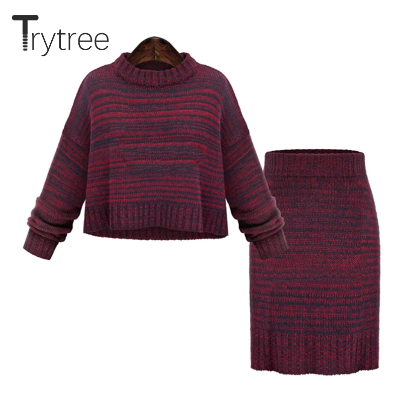 Trytree/Зимний женский костюм из двух предметов однотонный Повседневный пуловер