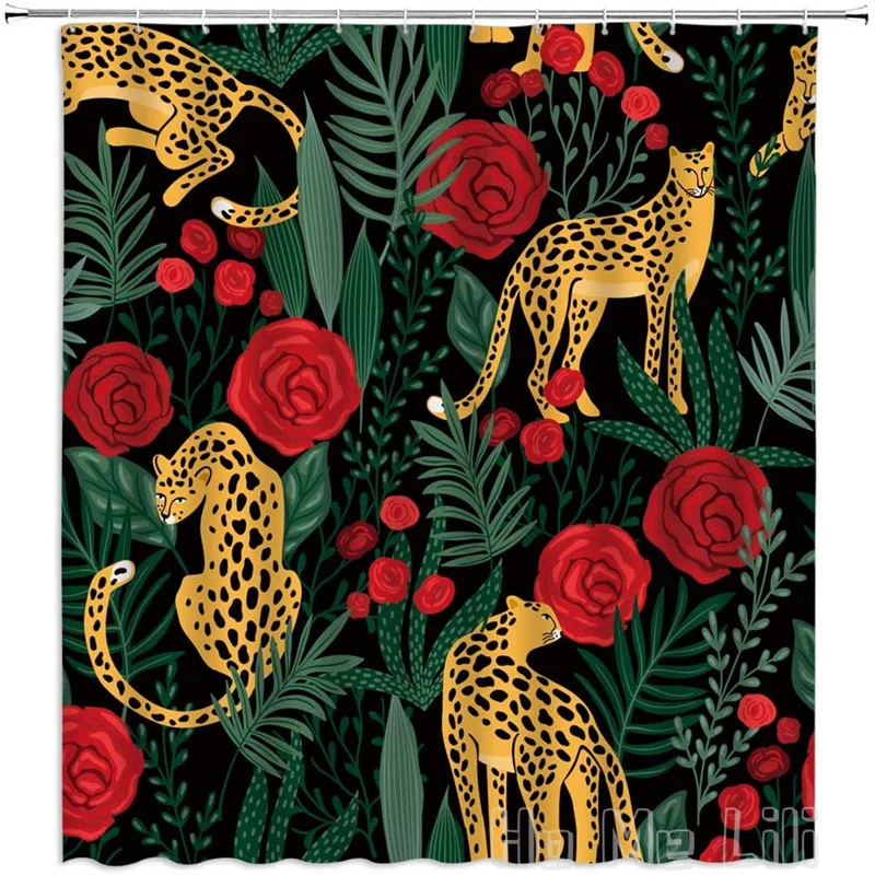 Леопардовая занавеска для душа от Ho Me Lili тропические Пальмовые Листья розы дикая