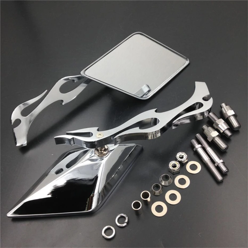 

Новейшие алмазные зеркала заднего вида с осью пламени для Harley Dyna Softail Sportster