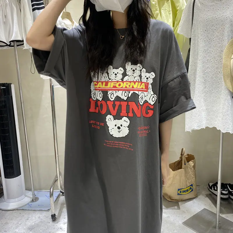 

Футболка Califonia с надписью и милым принтом влюбленных медведей, женские футболки X-Long Ropa, женская модная одежда большого размера 2XL, корейское повседневное удобное платье