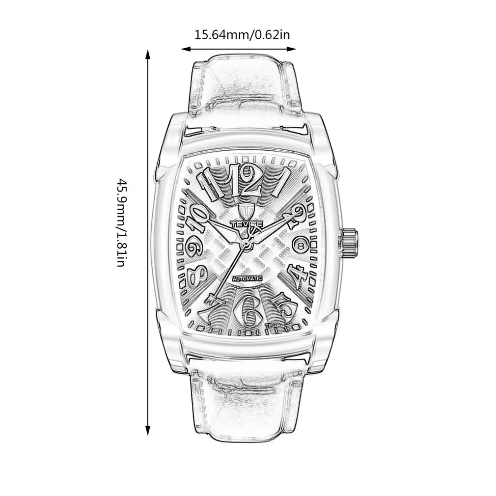 

Fashion Men's Double Display Square Leather Belt Date Display Luminous Pointer Portable Men's Mechanical Watches
