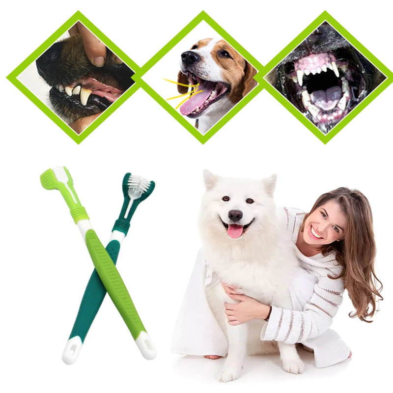 Двусторонняя зубная щетка для животных неприятный запах изо рта уход за зубами