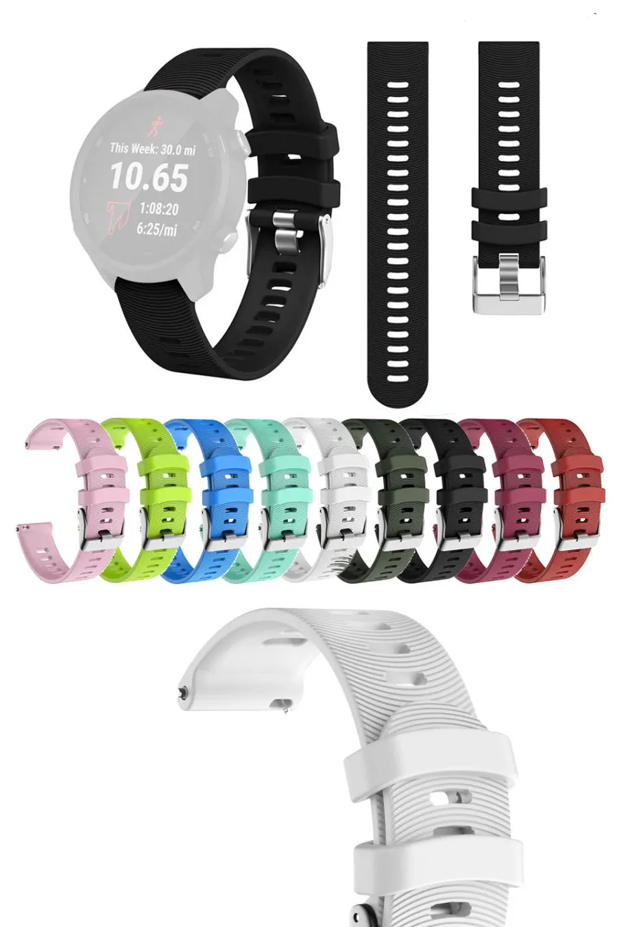 20 мм силиконовый ремешок для смарт-часов Garmin Vivoactive 3/Forerunner 645/245/245 М Браслет для Galaxy часы активное 2/42 мм