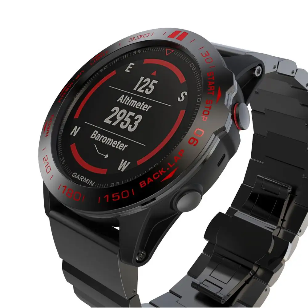 Чехол BEHUA для смарт-часов Garmin Fenix 5 / 5X plus металлическая рамка клейкий защитный