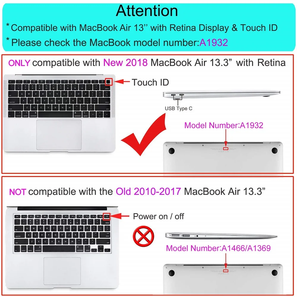 Матовая твердая прорезиненная чехол оболочка + клавиатура для Apple MacBook Touch ID 13 Air