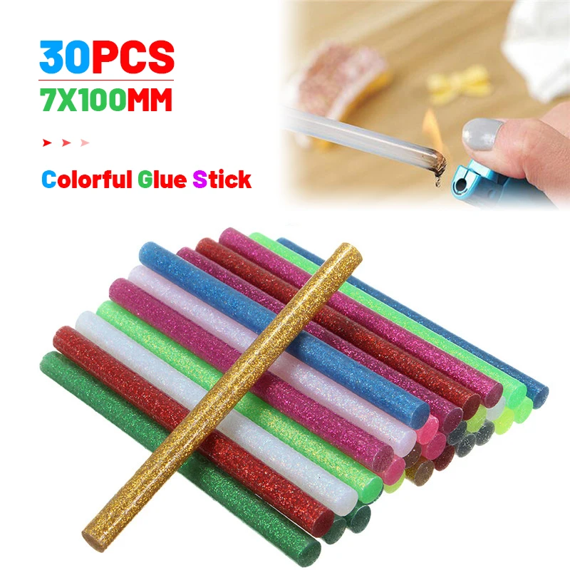 

30pcs/set Mixed Color Hot Glue Sticks High Viscosity Electric Gun Silicone Craft Repair Power Tools 7x100mm DIY Hot Melt Sticks