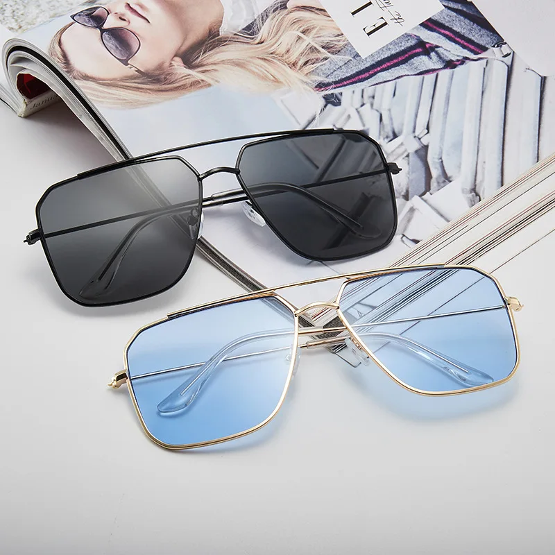 

Transparent 2021 Women Fashion Big Frame Aviator Sunglasses Colorful Gradient Shades for Female UV400 High Quality Zonnebrillen