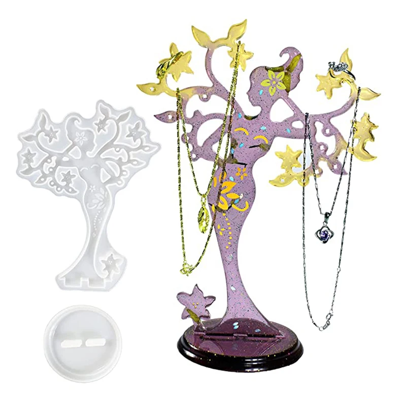 

Jewelry Stand Beauty Shaped Epoxy Resin Mold Earring Necklace Display Stand Ring Organizer Silicone Mold Home Decoration Gift