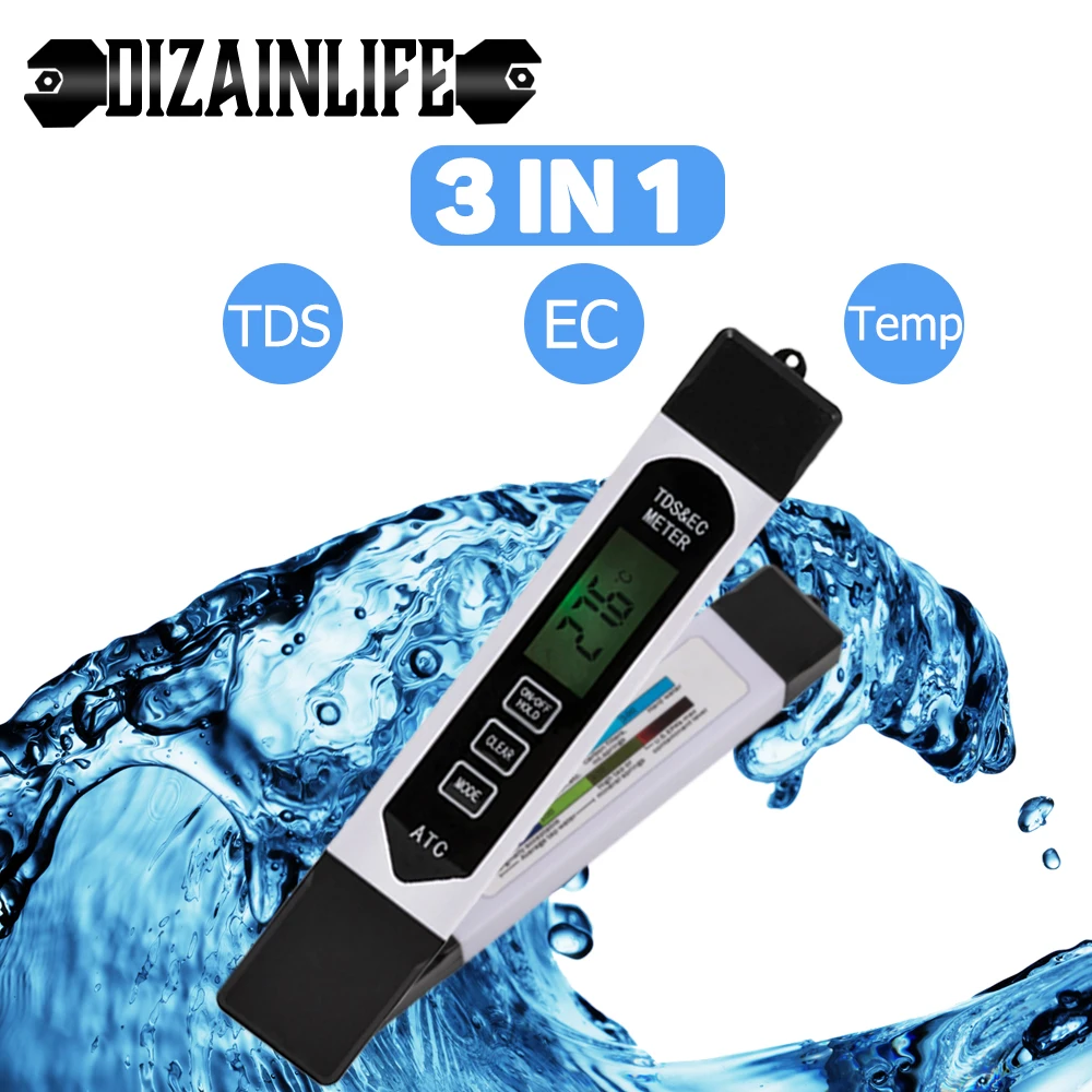 ЖК тестер PH/TDS/EC монитор воды в бассейне 0 01 + TDS PH Ручка винная жидкость термометр