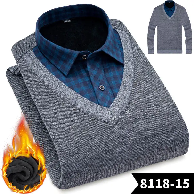 Новые модные мужские рубашки из двух частей утолщенная зимняя крутая Мужская