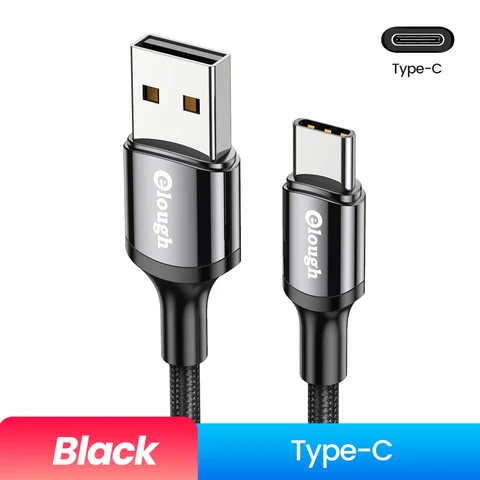 Кабель Elough Type C 3A для быстрой зарядки USB C, провод даты для Samsung Xiaomo 11, Huawei Poco, кабель для мобильного телефона, зарядное устройство Type-C