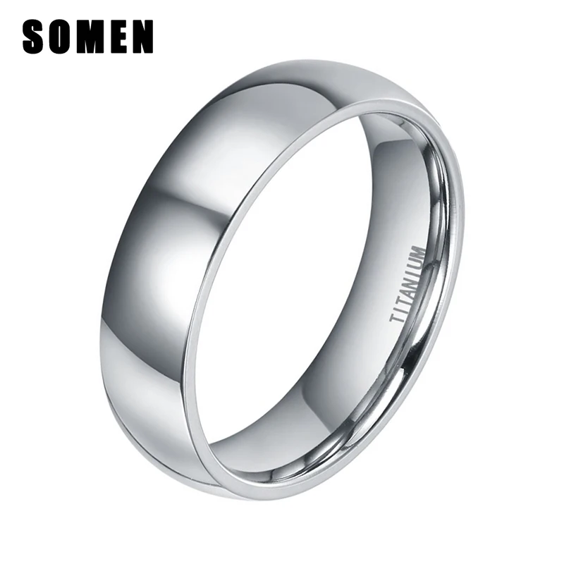 

6mm Silver Color Titanium Rings Women Classic Wedding Band Engagement Promise Ring Dome Polished Female Rings Fashion Jewelry