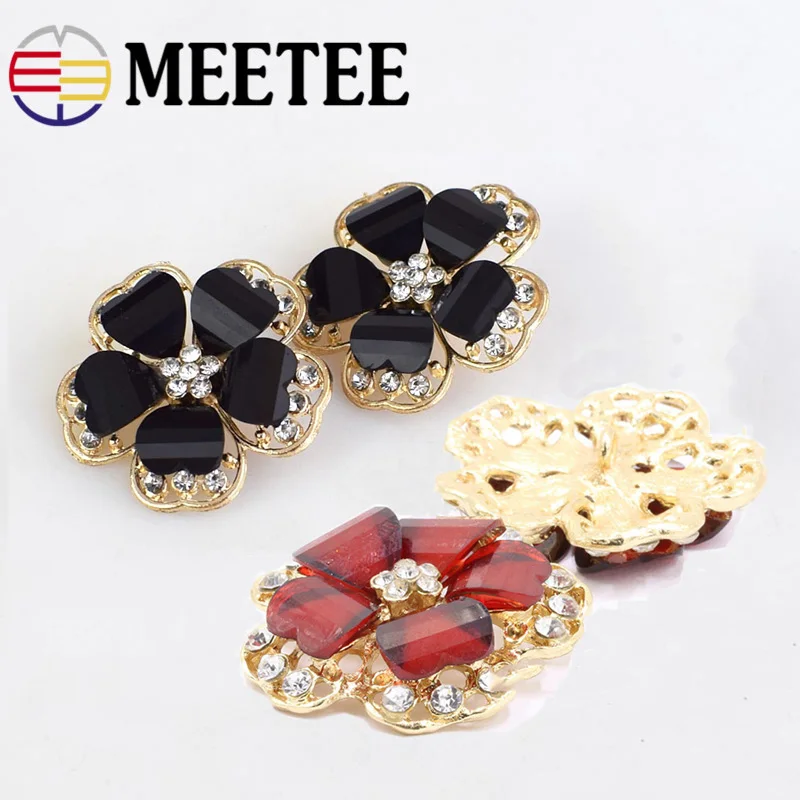 MEETEE 5pcs 38mm Top-grade Rhinestone Flower Shape Metal Buttons for Coat Women's Clothes Shank Button Accessories ZK1013 | Дом и сад
