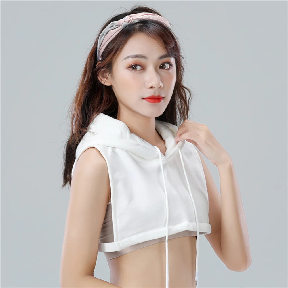 

Cotton False Collar Women Sportswear Fake Drawstring Collar Neckwear Hoodies Coat Sweater Decorative Collar with Elastic Band