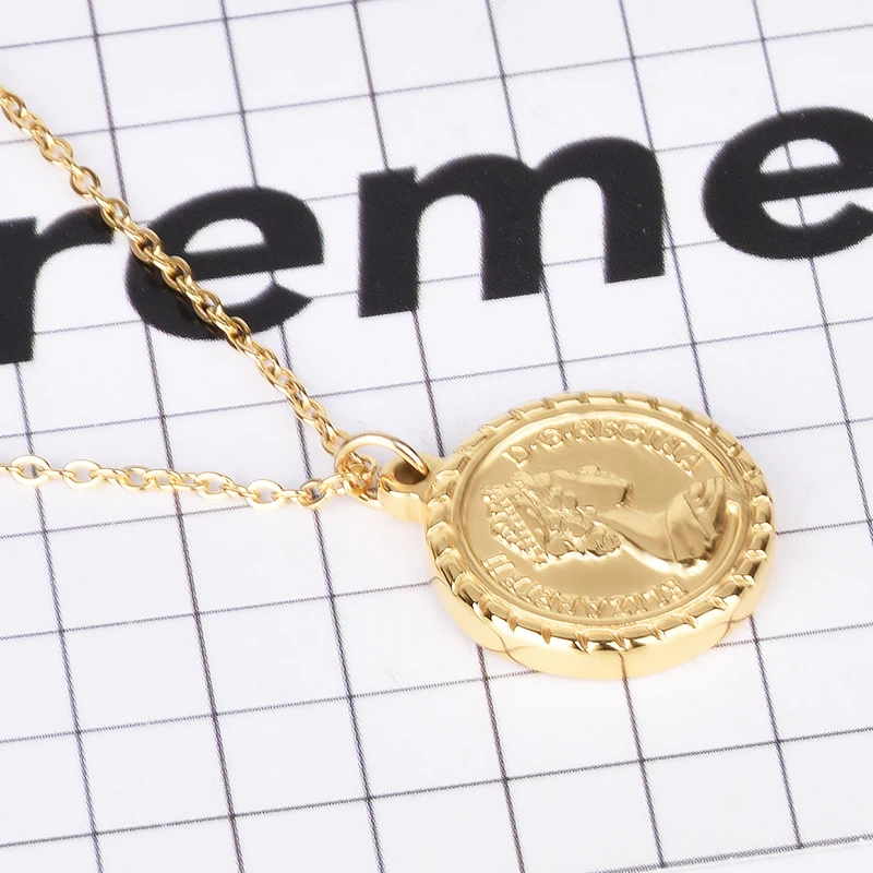 Цепочка с подвеской-монеткой Jeroot в стиле ретро золотистого цвета