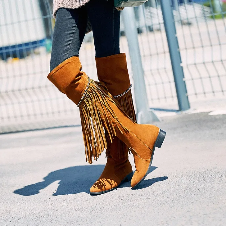 thigh high boots knee over the women ladies shoes woman winter Tassel pendant sleeve | Обувь