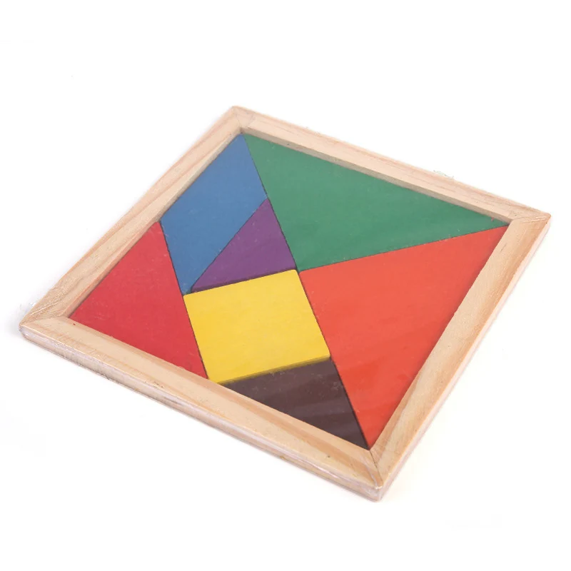 

1pc Colorful 3D Puzzle Wooden Tangram Math Toys Tetris Game Children Pre-school Magination Intellectual Educational Toy For Kids