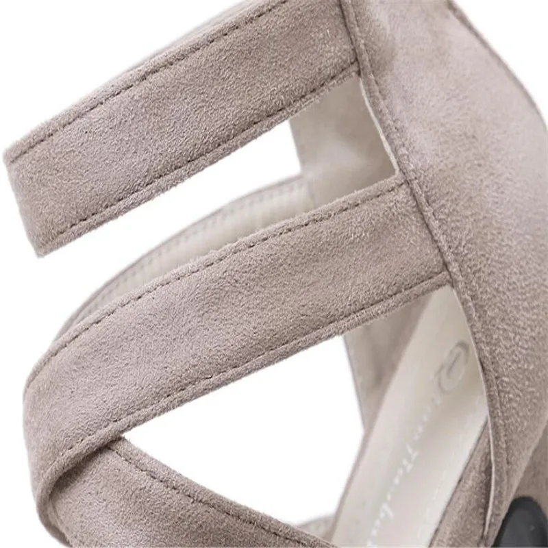 

BBZAI female shoes woman superstar ladies shoes sandals 8CM Suede Coarse heel Amazing shoes Waterproof Wedding Shoe 34-40