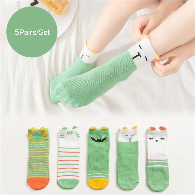 5 пар/комплект детские носки хлопковые с мультяшным рисунком для маленьких