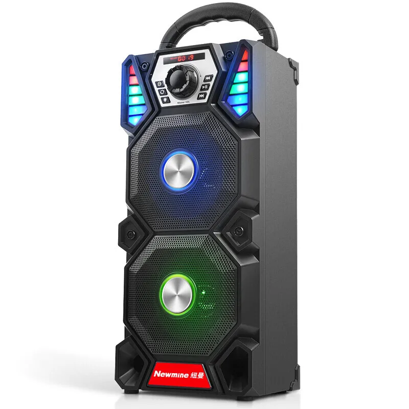 Черный Newmine A1 Портативный DJ плеер беспроводной Bluetooth открытый мощный вечерние светодиодный светильник аудио сабвуфер колонки Поддержка компьютера - Цвет: Черный