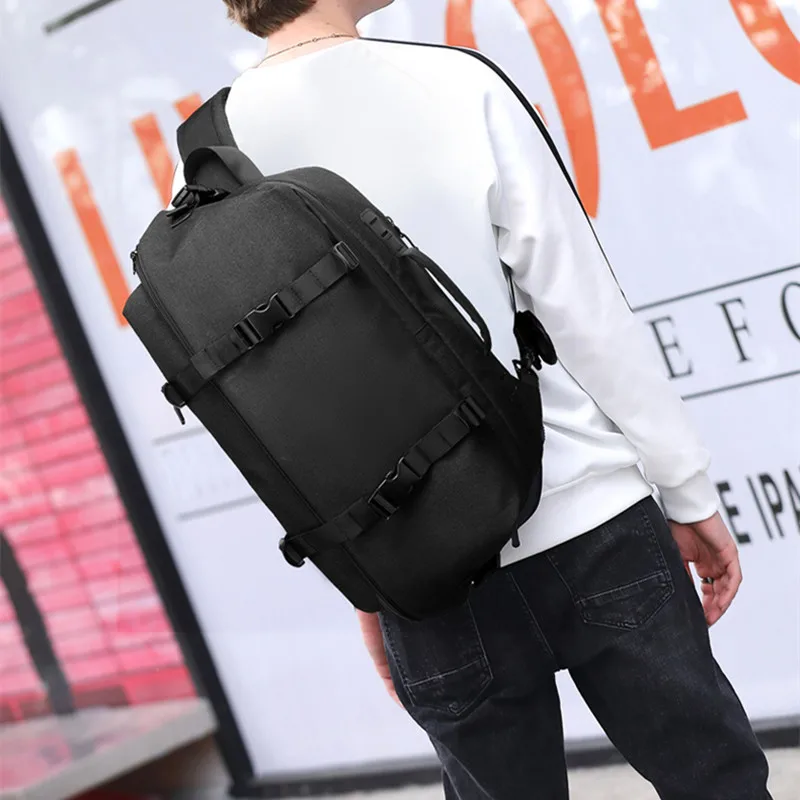 

OZUKO Men Chest Bag Large Capacity Shoulder Bags Waterproof Male Sling Messenger Bag USB Charging Crossbody Pack Multifunction