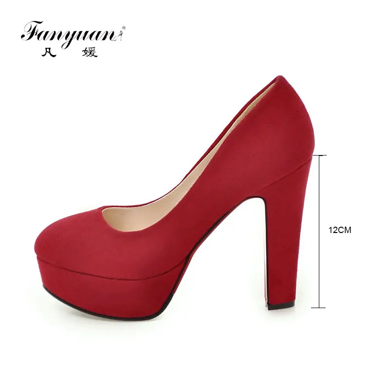 

Fanyuan/Свадебная обувь; Осенняя Водонепроницаемая женская обувь на высоком толстом каблуке и платформе с круглым носком; туфли-лодочки с закр...